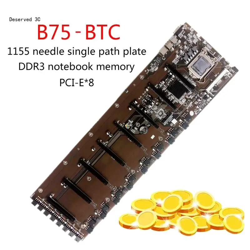 8GPU 8PCI-E Professional Mining BTC for TB75 Desktop Motherboard B75 LGA1155