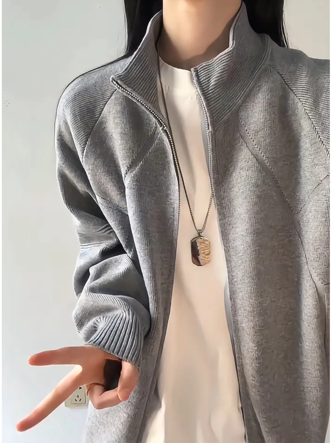 

Мужской вязаный кардиган с высоким воротником, американский стиль, премиум-класс, свободный крой, на молнии, с длинными рукавами, стандартный крой.