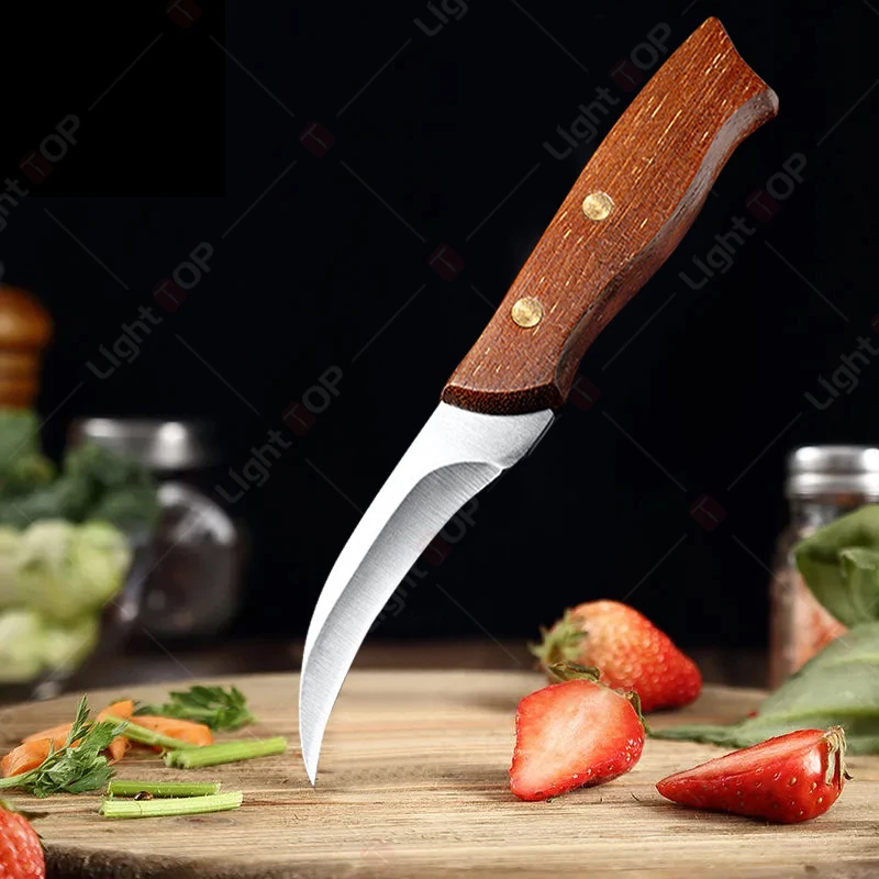 Stainless Steel Butcher Knife Mushroom Knife BBQ Tool Professional Kitchen Knife Multifunctional Paring Knives Wooden Handle