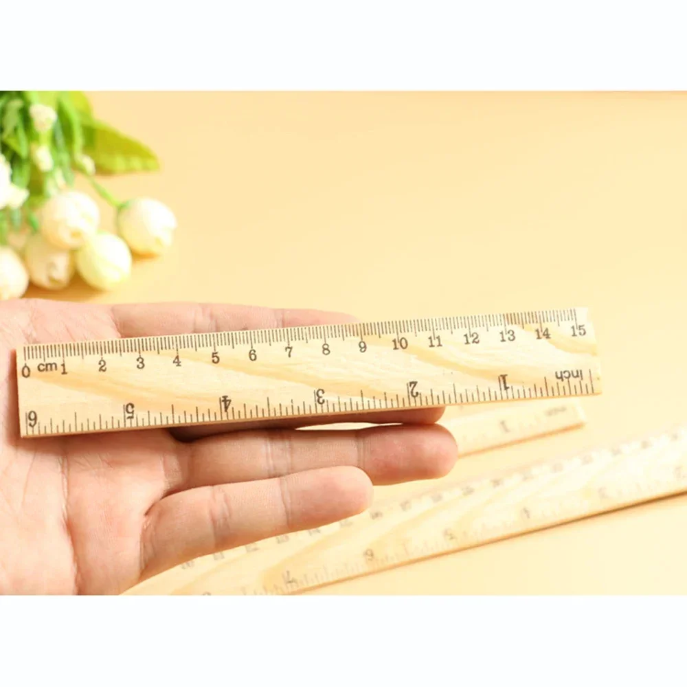 3pcs/ 15cm 20cm 30cm Wooden Ruler Metric Rule Precision Double Sided Measuring Tool Learning office Stationery