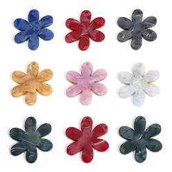 5pcs Acrylic Acetic Acid Series Pendants Multicolor Flower Charms DIY Necklace Earrings For Women Party Jewelry 3.6cm x 3.1cm