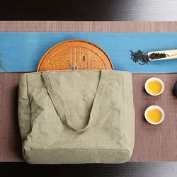 Creative Cotton And Linen Solid Color Portable Tea Set Storage Bag Travel Tea Set Large-Capacity Handbag Tea Cozies Bag LC671