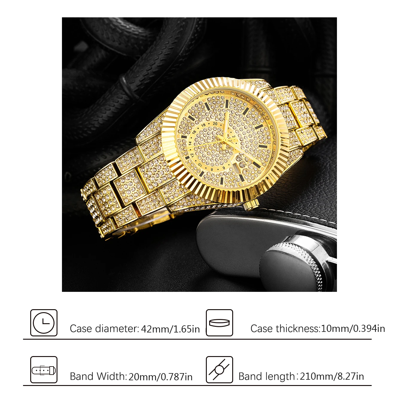 Luxury  Brand Men Watches Novelty Diamond Wristwatch For Male Stianelss Steel Round Famous Brand Fashion Luminous Wristwatches