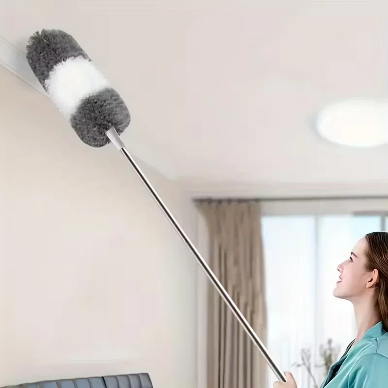 1pc, Microfiber Dusters With Extension Pole, Retractable Dust Removal Brush, Bendable Head Microfiber Dusting Brush, Reusable Wa