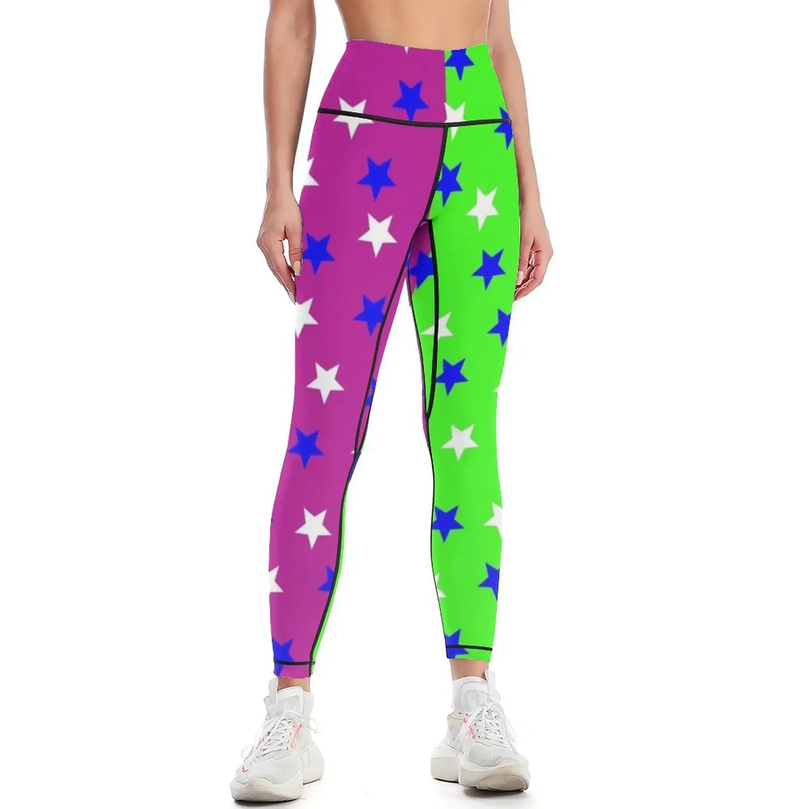 

CIRCUS CLOWN FOOL JESTER PURPLE GREEN STARS Leggings sport set for girls sports shirts gym Legging sexy woman Womens Leggings
