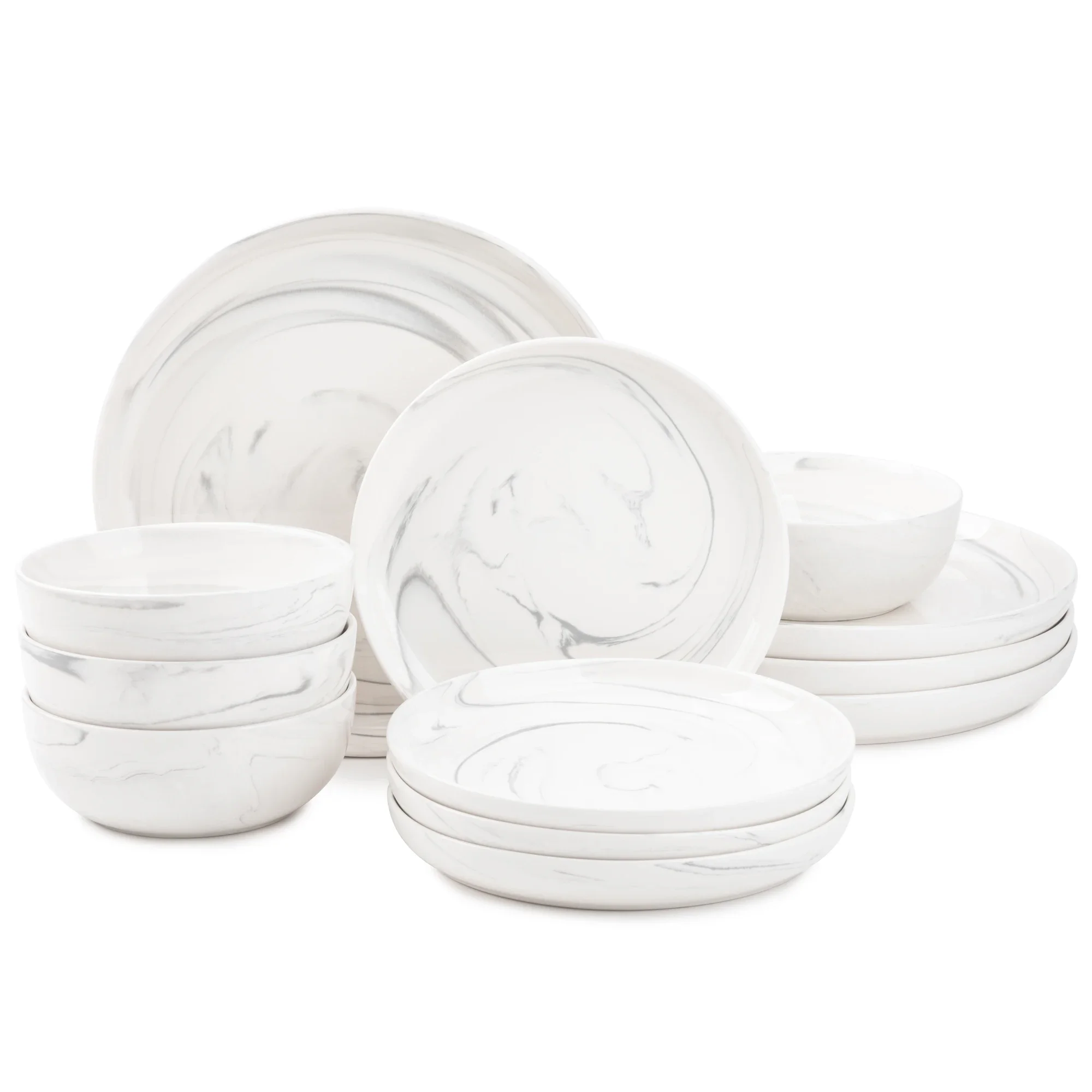 

Grey Marble 12-Piece Ceramic Dinnerware Set