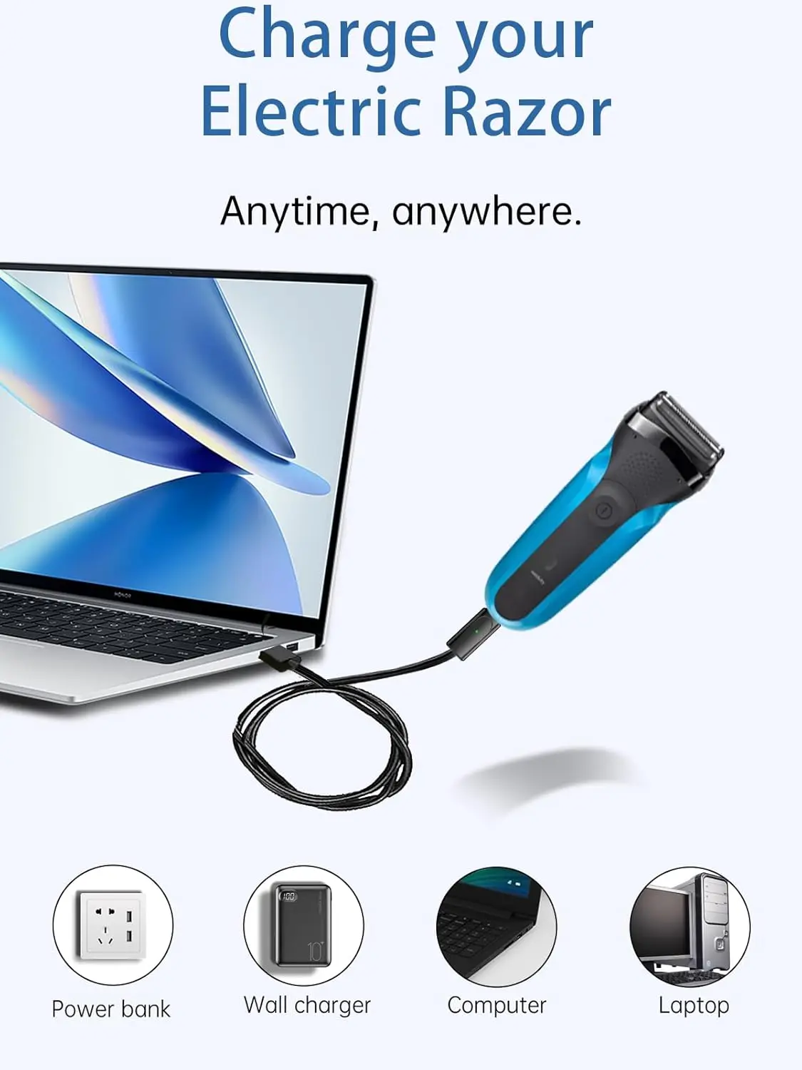 LISI 12 فولت Type-C ماكينة حلاقة مهايئ شاحن محول شحن صالح لسلسلة براون 3 5 7 9 6 1 XT5 ماكينة حلاقة كهربائية