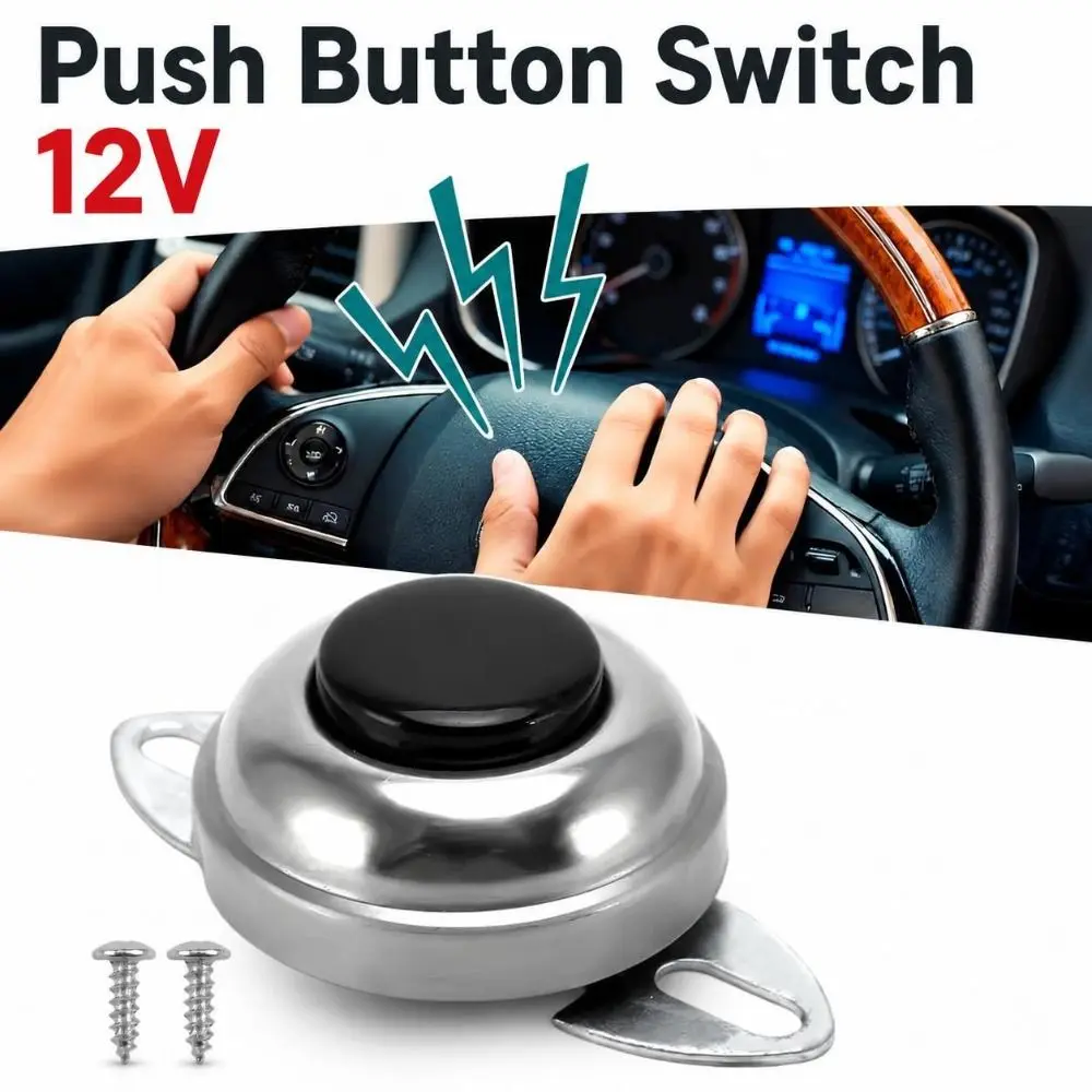 Starter DC12V 24V Push Button Switch With Mount Screws Universal Horn Button Switch Metal Push Button