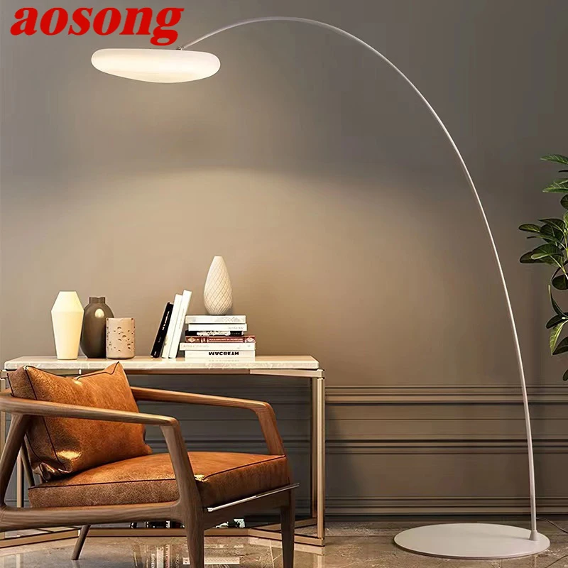 AOSONG Fishing Floor Lamp Nordic Modern Family Living Room Beside The Sofa Creative Cloud LED Decorative Standing Light