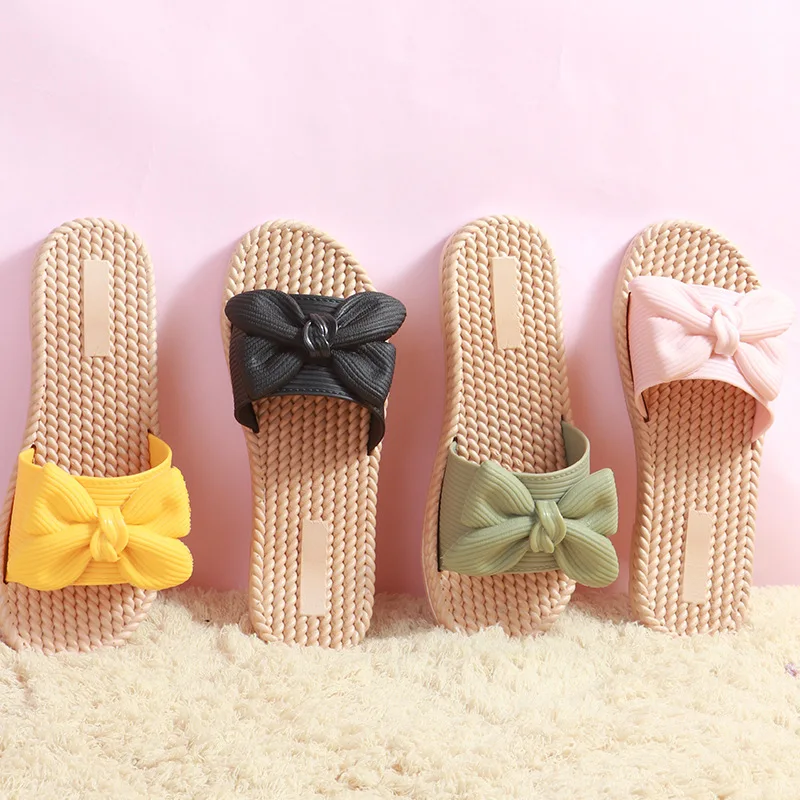 flip flops Women Bow Tie Slippers 2023 Summer New Casual Outerwear Flip Flop Beach Shoe Fashion Women Shoe Ladies Shoes on Offer