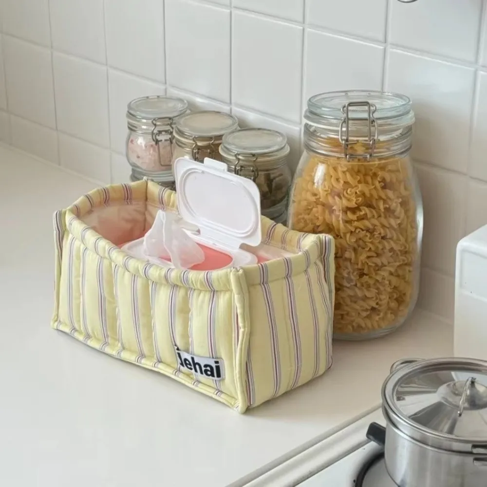 New Square Stripe Storage Basket Polka Dot Cloth Korean Quilted Storage Basket Cute Frame Home Decoration Basket