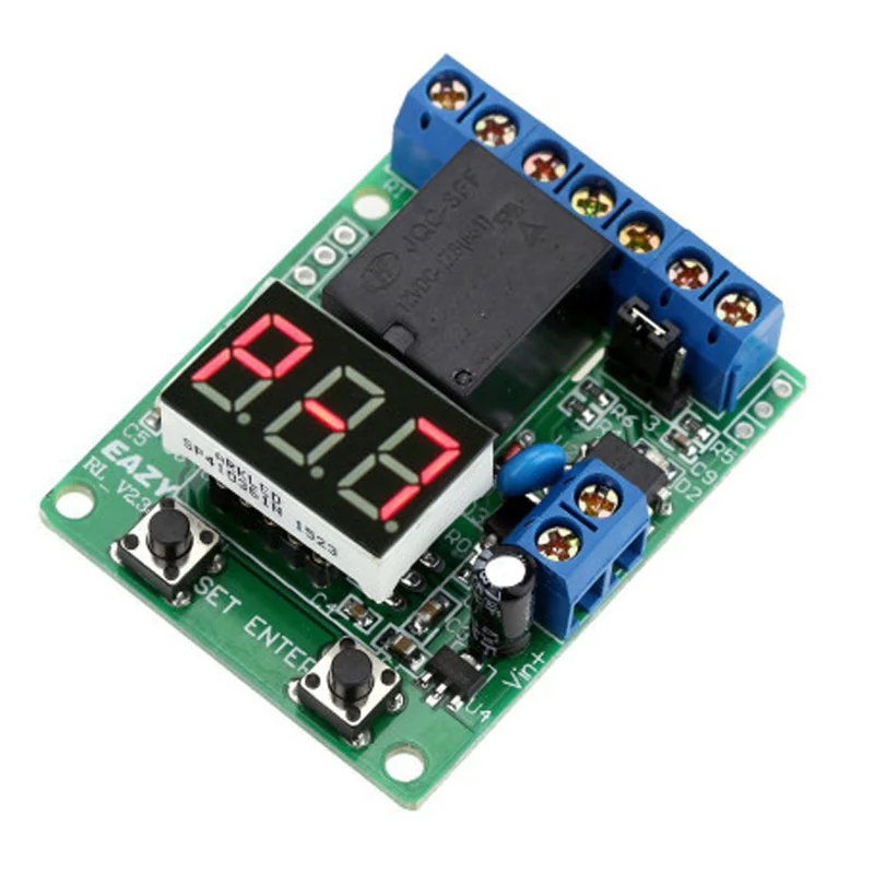 Dc 12v 24v módulo de relé de controle de tensão digital interruptor de relé placa de controle módulo led voltímetro carregamento descarga monitor