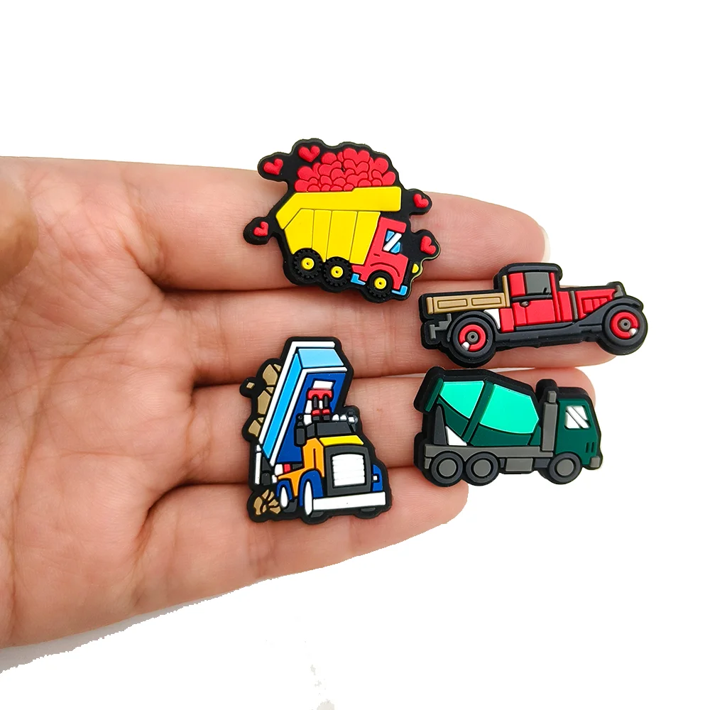 1-20Pcs Excavator Mixer Truck for Shoe Charms Sandals Accessories Cool Car Shoe Buckle Decoration Fit Shoe Charms Boys Gift