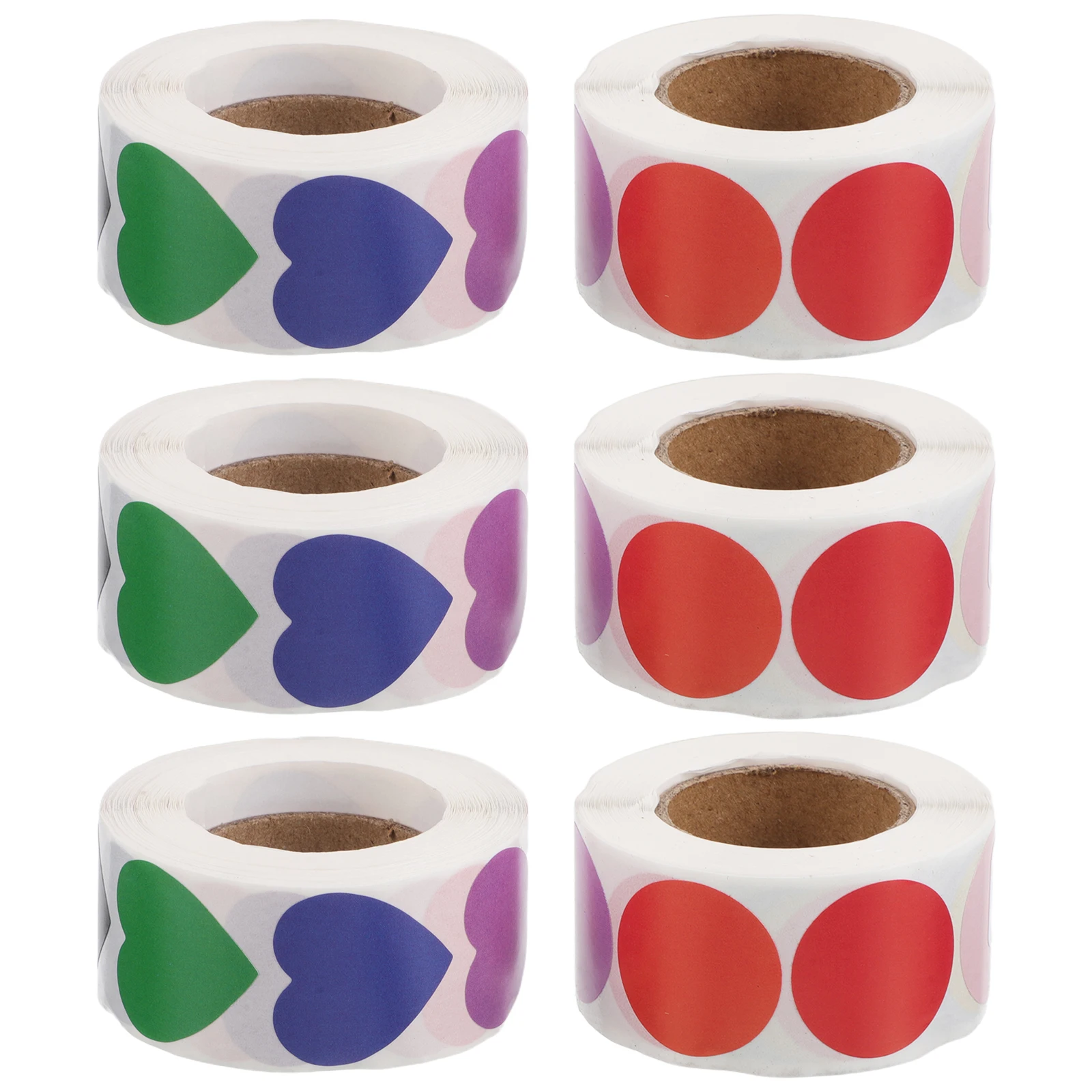 

Colorful Heart Stickers 6 Rolls Decorative Craft Labels Self Adhesive Reusable Stickers for Girls Valentine DIY Scrapbooking
