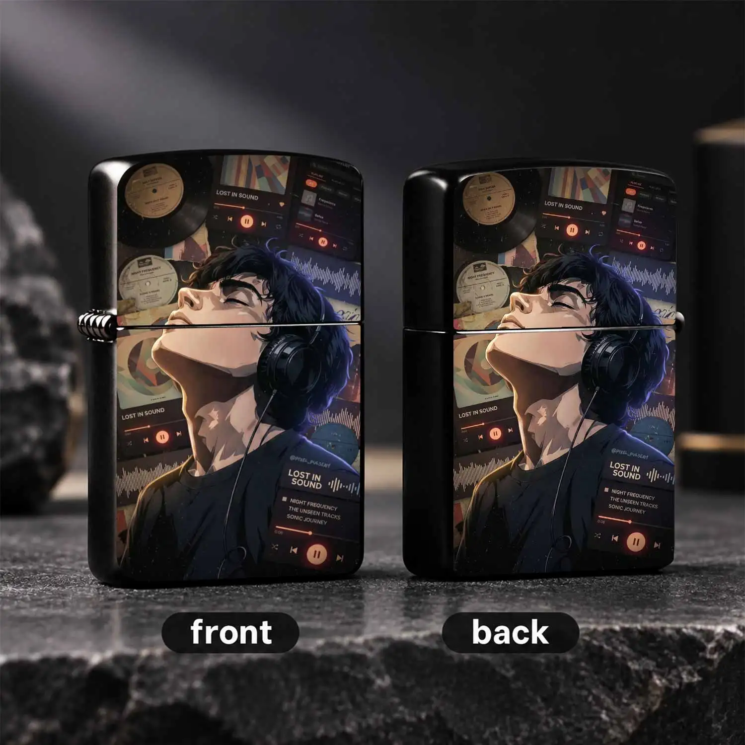 Immersive Enthusiast Themed Portable Lighter, Retro Vinyl Aesthetic Lost In Sound Design, Exquisite Artistic Daily Carry Item, Perfect For Gifting Personal Use, Fits All Scenarios, Stylish Unique Creative Accessory For Lovers A Humorous And