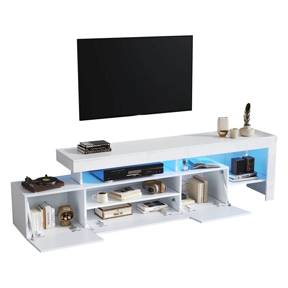 192 * 37 * 53 cm moderner Wohnzimmer-TV-Schrank mit 3 Schränken, TV-Ständer mit LED, Hochglanz-Lowboard, Kommode für 85-Zoll-Fernseher – Detail 23