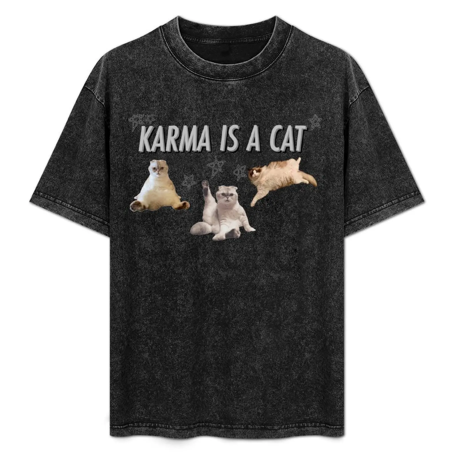 

Karma is a Cat T-Shirt cotton graphic tees quick drying vintage clothes mens plain t shirts
