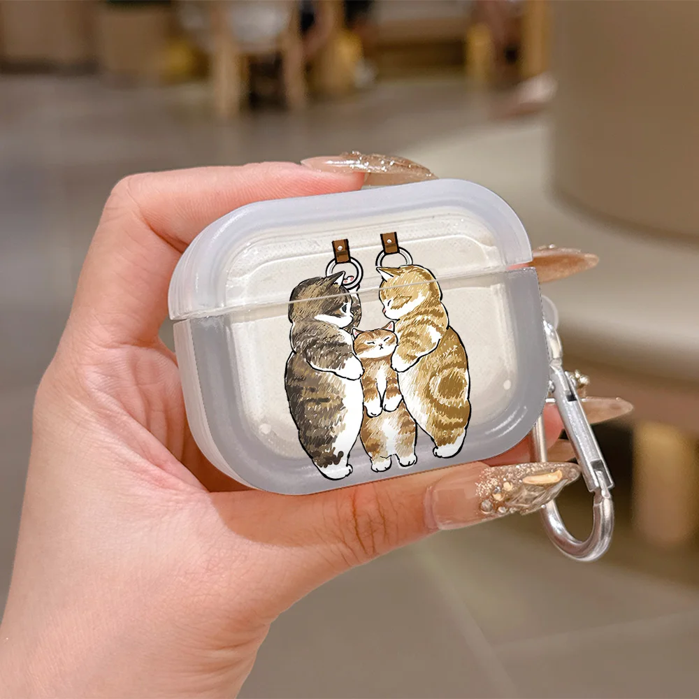 Cute Cat Mofusands Translucent Silicone Case for Airpods 4 3 Pro 2 1 Wireless earphone Headphone Pro2 Protective Covers