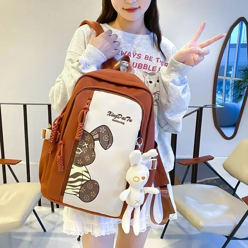 Leisure College Style Fashion Schoolbag Large Capacity Girl Korean Student Backpack Girl Cute Cartoon Light School Schoolbag New