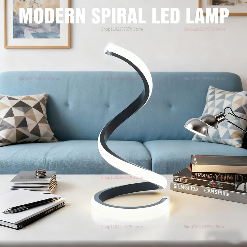 2025LED مصباح مكتبي بإضاءة ليلية حلزونية، قابل للتعديل لغرفة النوم وغرفة المعيشة والمكتب والإضاءة المضيئة الزخرفية الصديقة للبيئة.