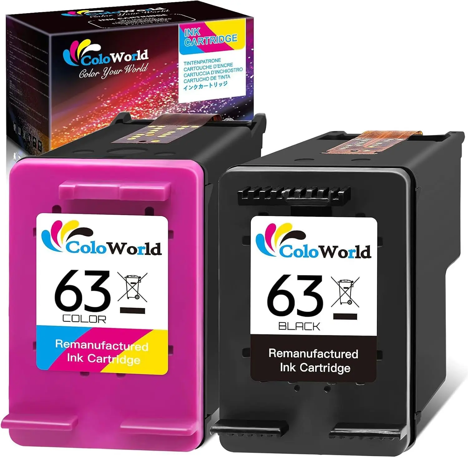 

High-Quality Remanufactured Ink Cartridge Combo Pack for HP 63 Compatible Printers