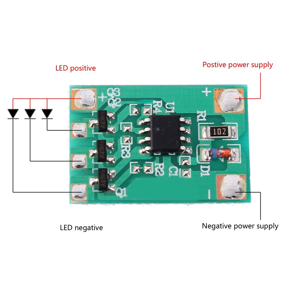 

3V 6V 12V Slow Breathing Light Module 3-way 300mAh Light with Slow Flashing Light Gradually on And Off Chip