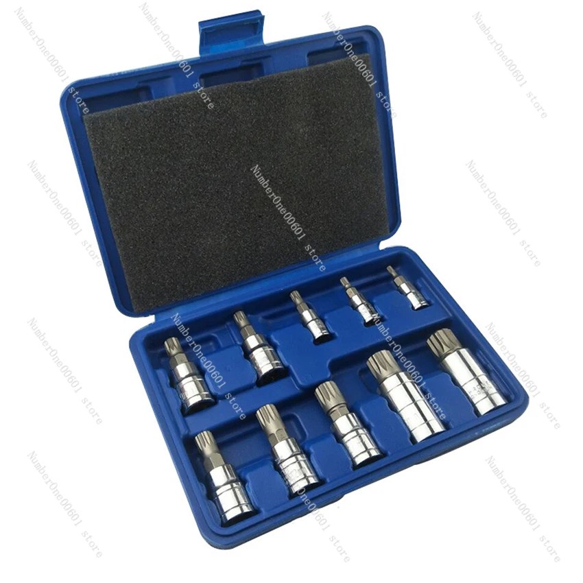 

10PCS/Set XZN Tampered Triple Square Spline Bit Socket Driver Set with Storage Box, M4-5-6, M8-9-10-12, M14, M16, 18 - CRV