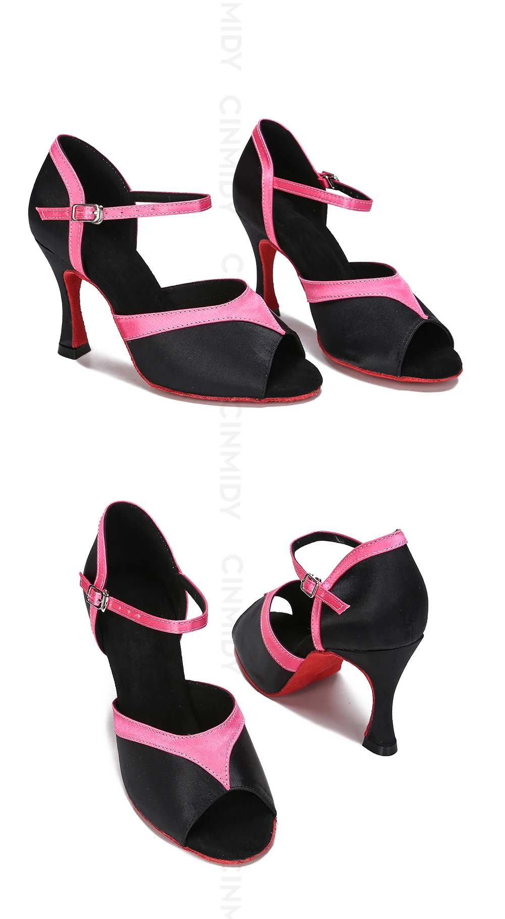 CINMIDY Seiden-Satin Tanzschuhe Damen Ballsaal Tanzschuhe Tango Salsa Latein Tanzschuh Weiche Sohle Party Schuhe Damen Tanzsandalen – Detail 16