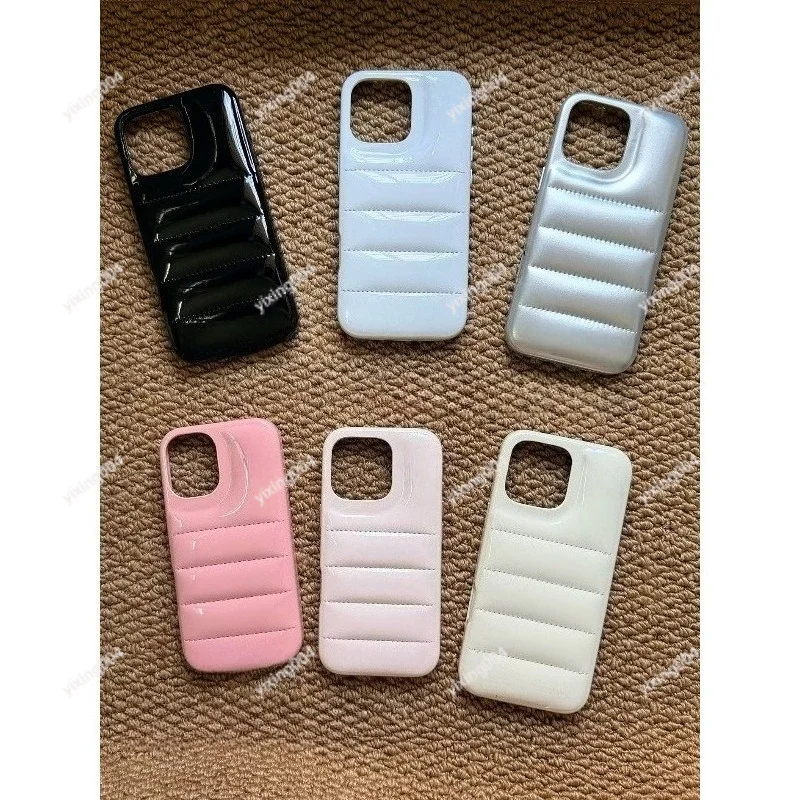 Glossy Padded Phone Case Anti‑Drop Shockproof Luxury‑Style Protective Mobile Phone Cover for Daily Use
