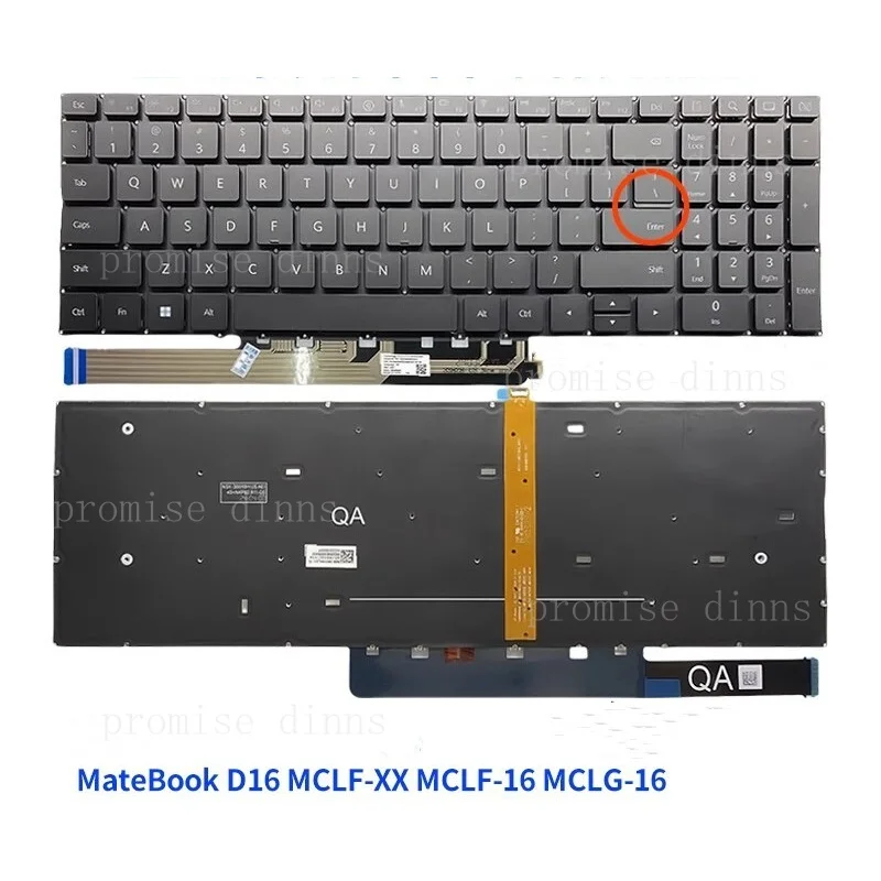 

Клавиатура для ноутбука Huawei MateBook D16 MCLF-16 MCLG-16, американская раскладка, с подсветкой, черная