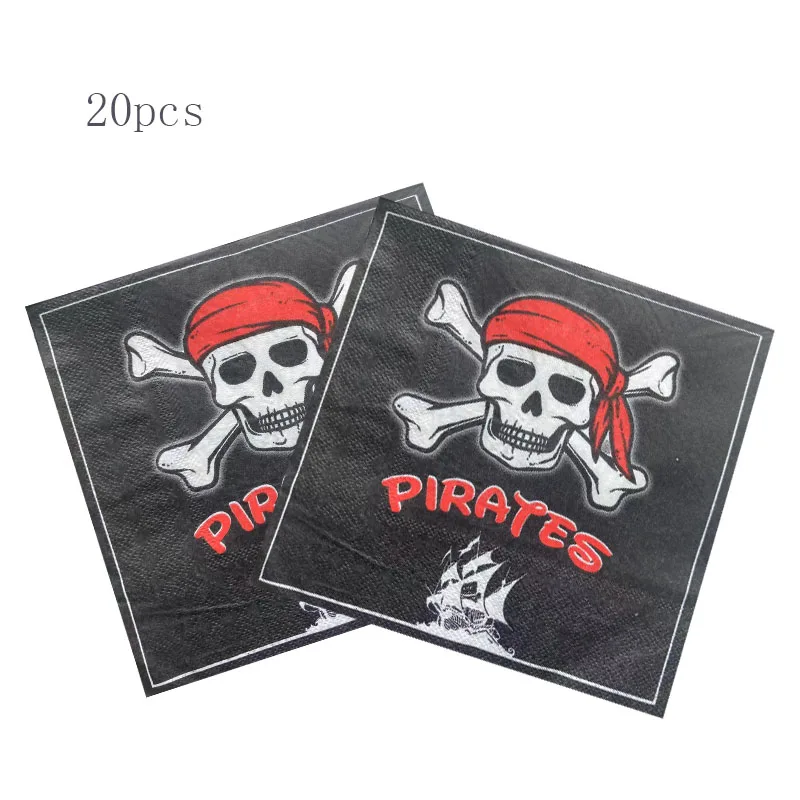 20/16Pcs Pirate Treasure Map Disposable Napkins Kids Happy Birthday Party Baby Shower Pirate Theme Party Decorative Supplies