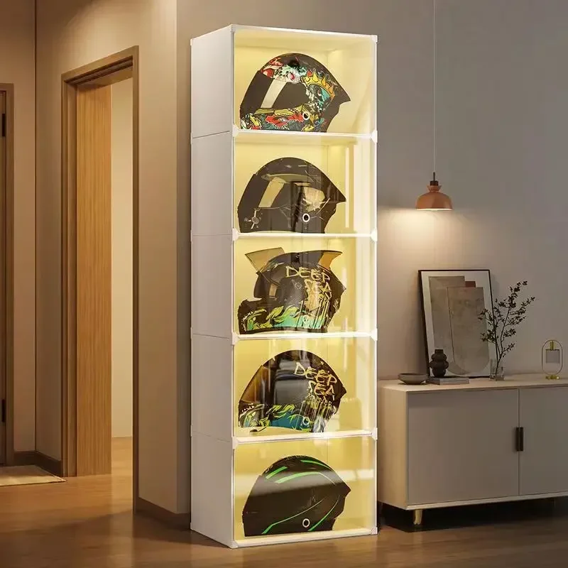 Helmet Organizer and Storage Motorcycle Hat Transparent Display Shelf Acrylic Box Modern minimalist Home Placement Closet Rack
