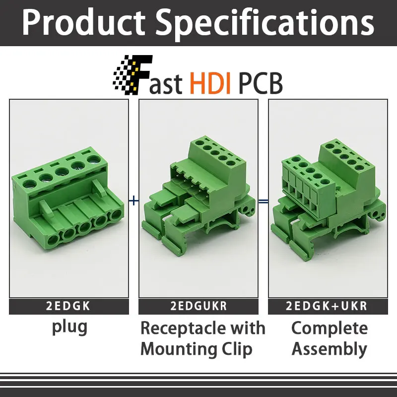 2-24P Complete DIN Rail Terminal Set/DIN Rail Terminal Block 5.08mm/Copper Alloy 10A 300V/UL94 V0 PA66/Screw Clamp w/ Housing