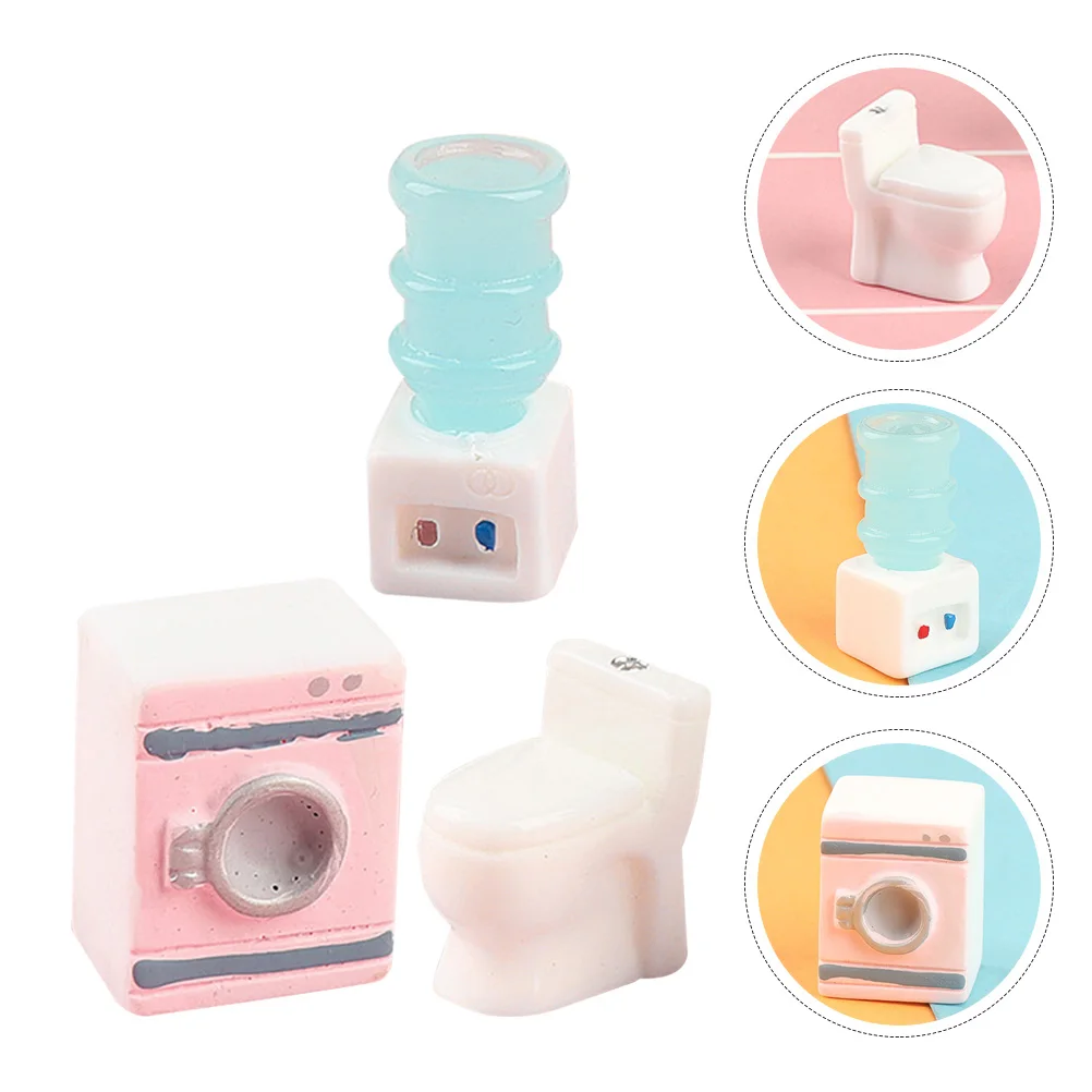 

Simulated Household Appliances Set Realistic Resin Dollhouse Washing Machine Toilet Water Fountain Miniature Accessories