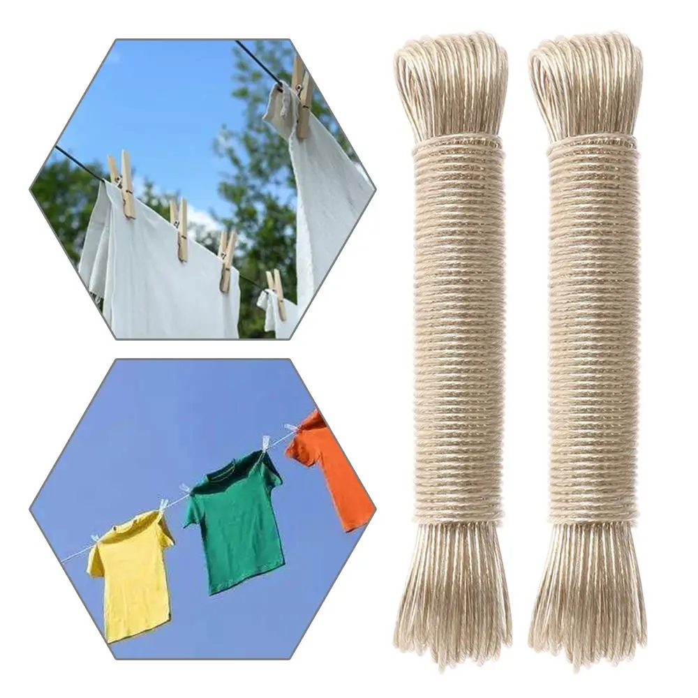High Quality Plastic Coated Clothes Line Strong Steel 20m Laundry Drying Line Storage Strap Clothesline Rope Laundry Drying