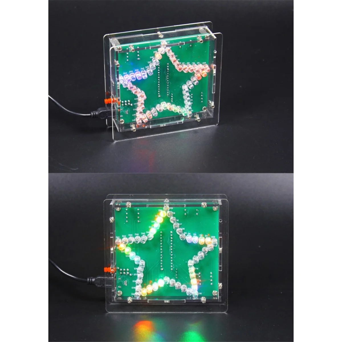 DIY Electronic Kit Soldering Suite Colorful Five-Pointed Star LED Flashing Marquee Light Circuit Board Kit, with Shell