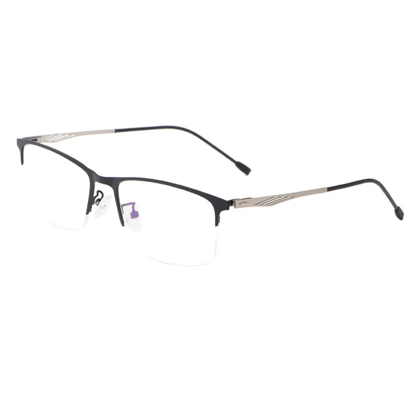 2024 New Leisure Business Myopia Glasses Frame Men Half Frame Glasses Myopia Glasses Frame Ultra Light Alloy Spring Feet P8836