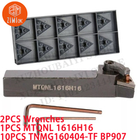 1PCS MTQNL1616H16 16mm CNC Turning Tool Holder +10PCS TNMG160404-TF BP907 Turning Carbide Inserts metal mechanical cutting tools