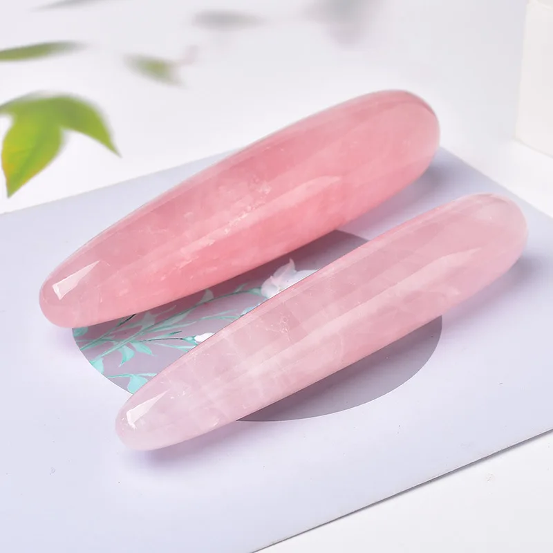 18cm Natural Rose Quartz Crystal Wand Personality Pink Quartz Massage Stick Gemstone Beauty Bar Yoni Wand for Women Gift