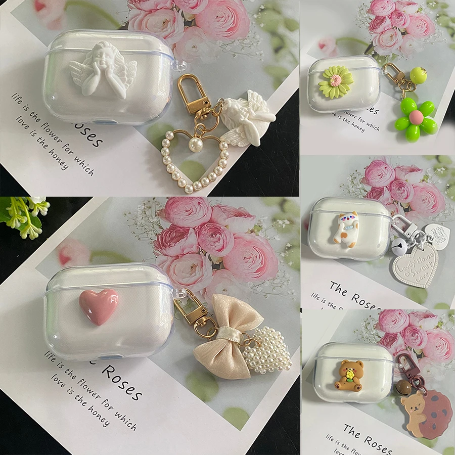 Funda de silicona transparente para auriculares Redmi Buds 4, cubierta activa, bonita carcasa de oso/flor