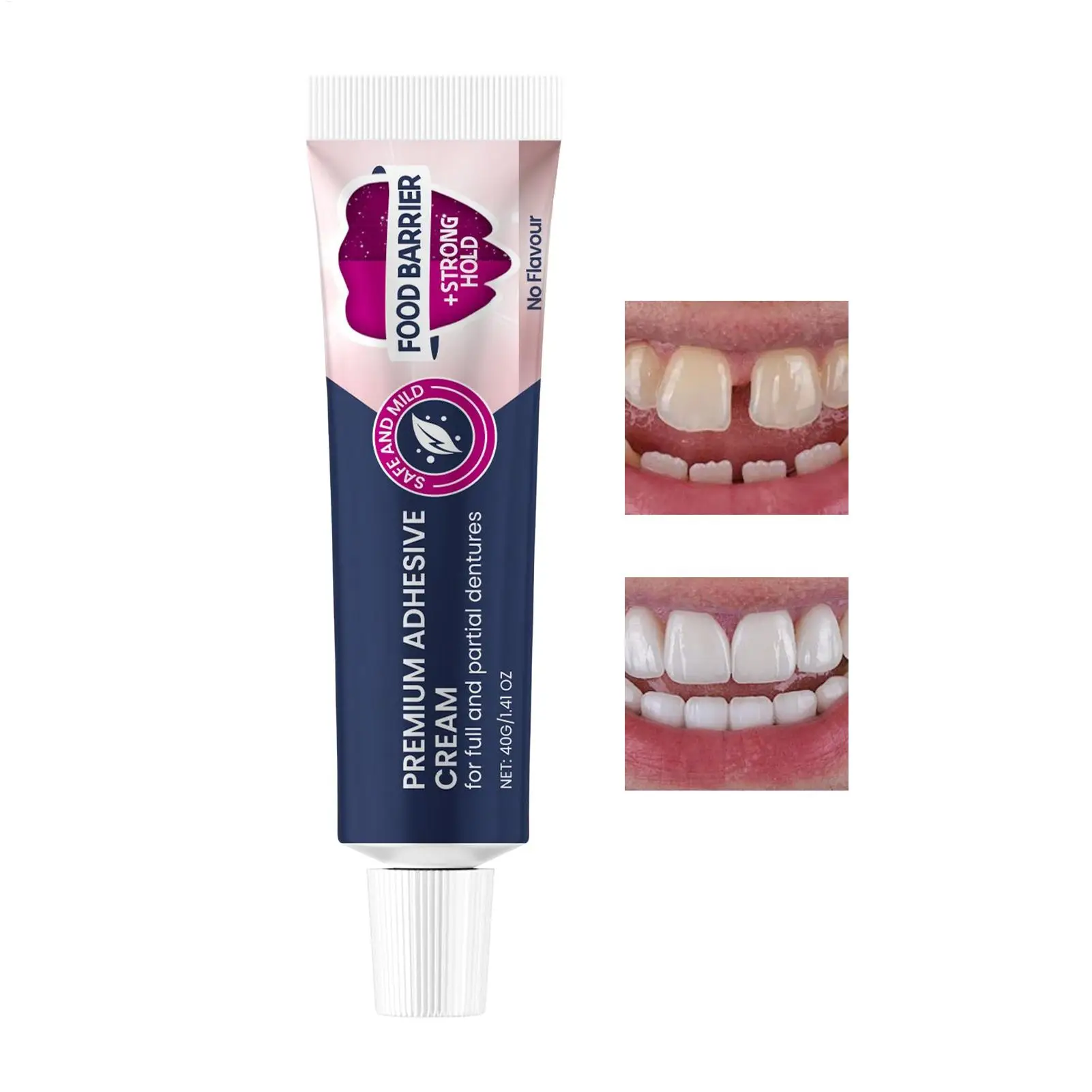 40g Denture Adhesive Strong Hold Thermoplastic Sealant Teeth Care False Teeth Adhesive Glue Cream For Adults Daily Home Travel