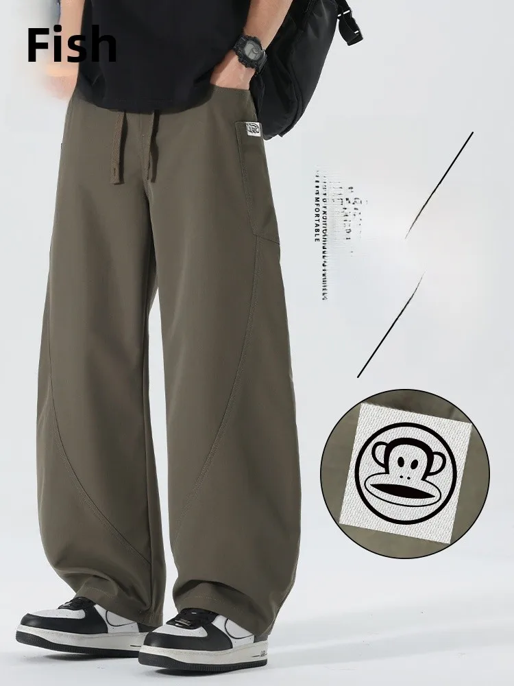 

PaulFrank Loose Fit Military een Workwear Casual Pants Men's Spring Vintage Straight Leg Trousers Youthful Energy Sle