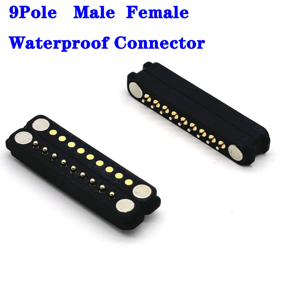 100Pair 9Pin spacing 2.54mm DC Magnetic Pogo Pin Connector Pogopin Male Female Spring Loaded Waterproof DC Power Socket