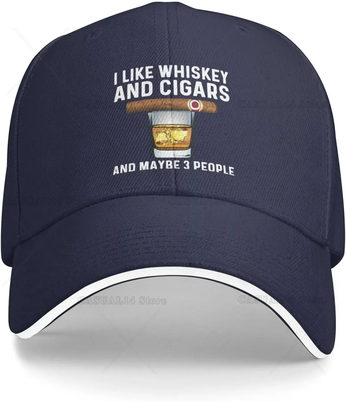 

I Like Whiskey and Cigars and Maybe 3 People Cap for Men Baseball Caps Graphic Caps Hats for Men Women