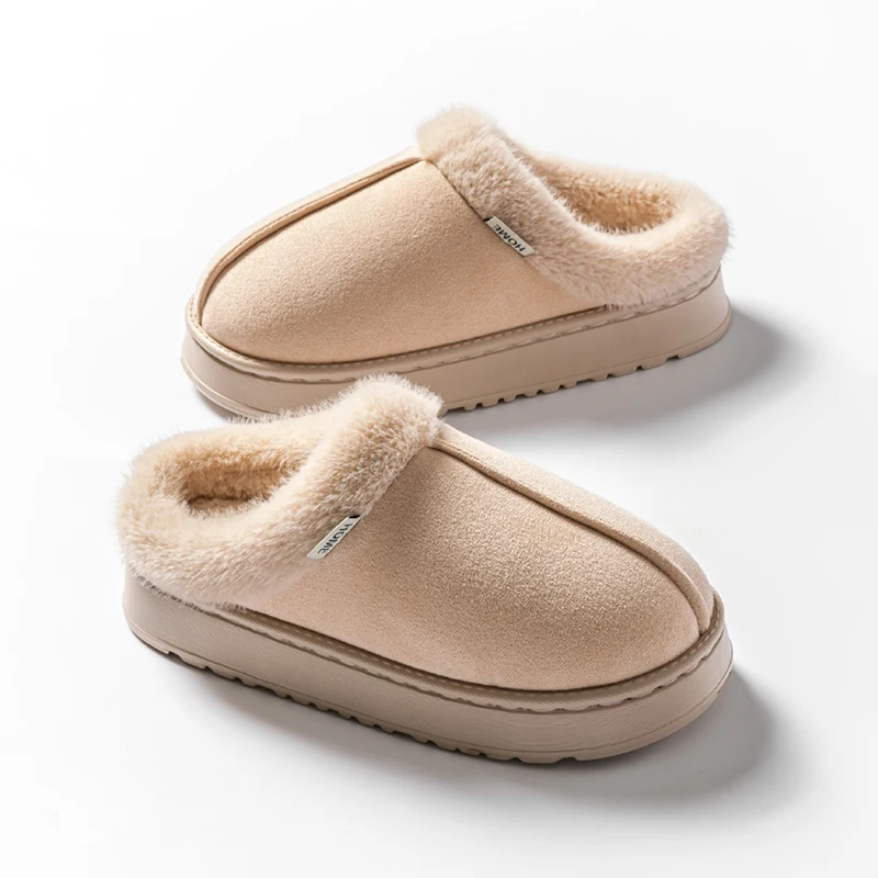NONE Modische Damen-Hausschuhe, flauschig, für Herbst und Winter, für den Innenbereich, EVA, dicke Sohle, rutschfest und warm, Unisex-Hausschuhe für den Winter 4