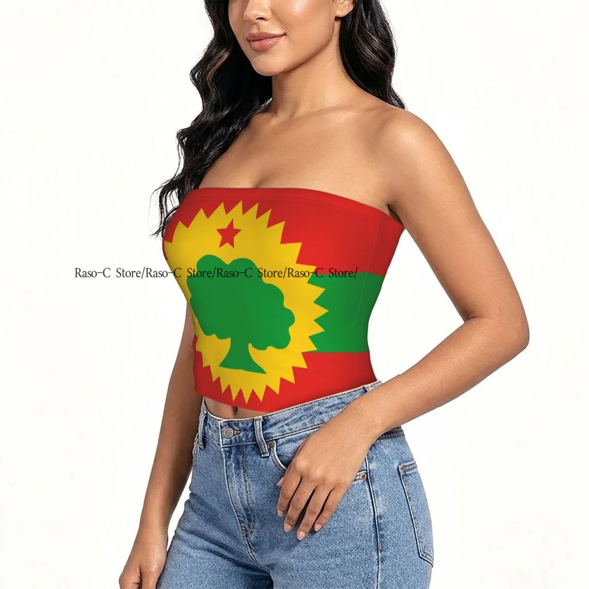 Women strapless blouses sleeveless Flag Of The Oromo Liberation Front halter-neck sexy short-sleeved blouses