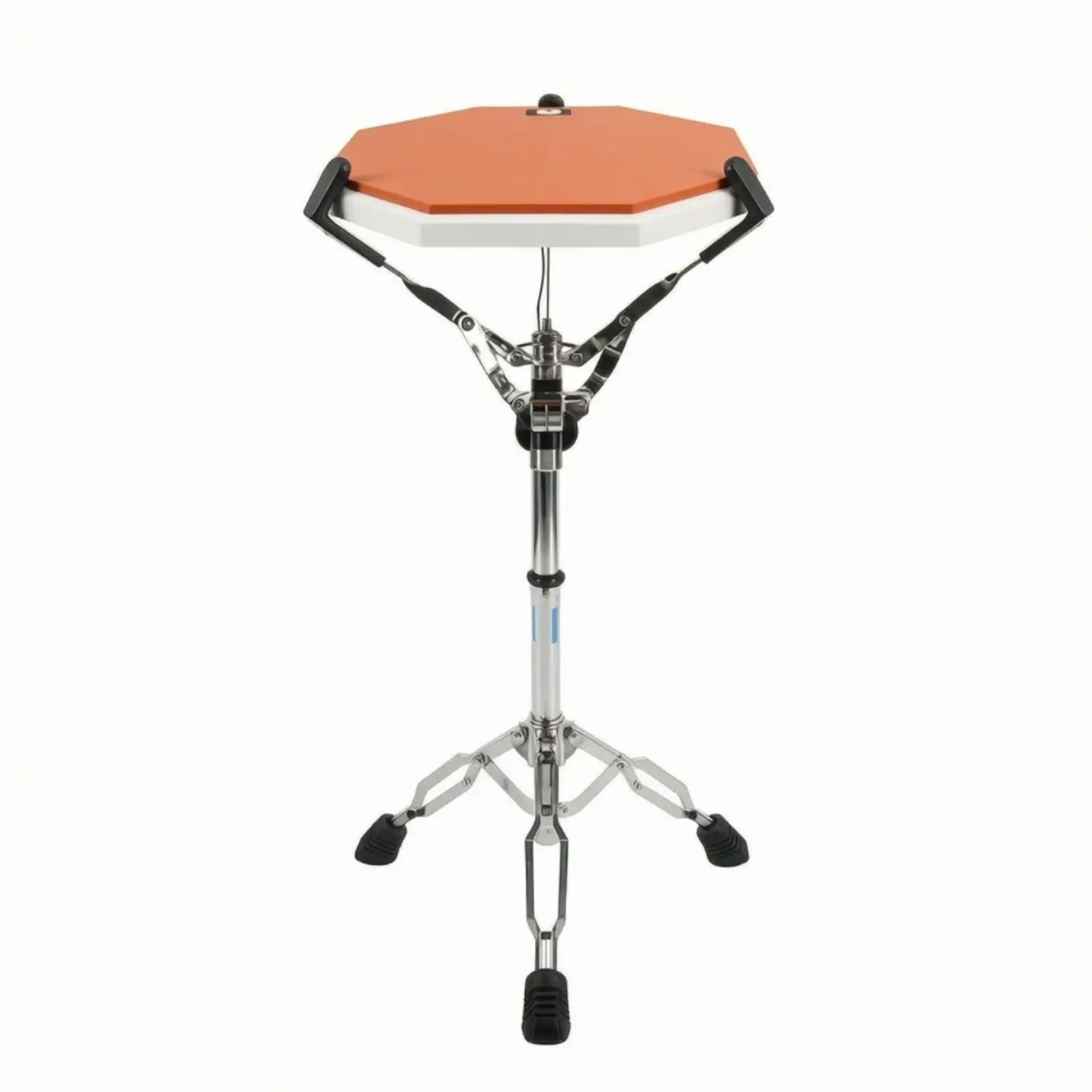 12 Inch Rubber Practice Drum Pad with Chrome Tripod Stand for Marching Band Percussion Training and Stick Control