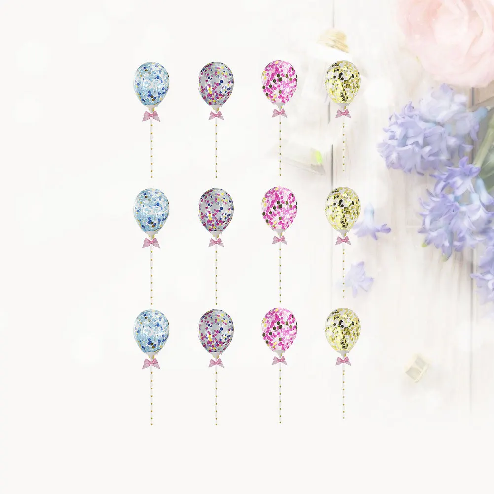 

12Pcs Confetti Balloons Cake Toppers 5 Inch Colorful Balloon Picks Birthday Cupcake Dessert Decoration Party Accessories
