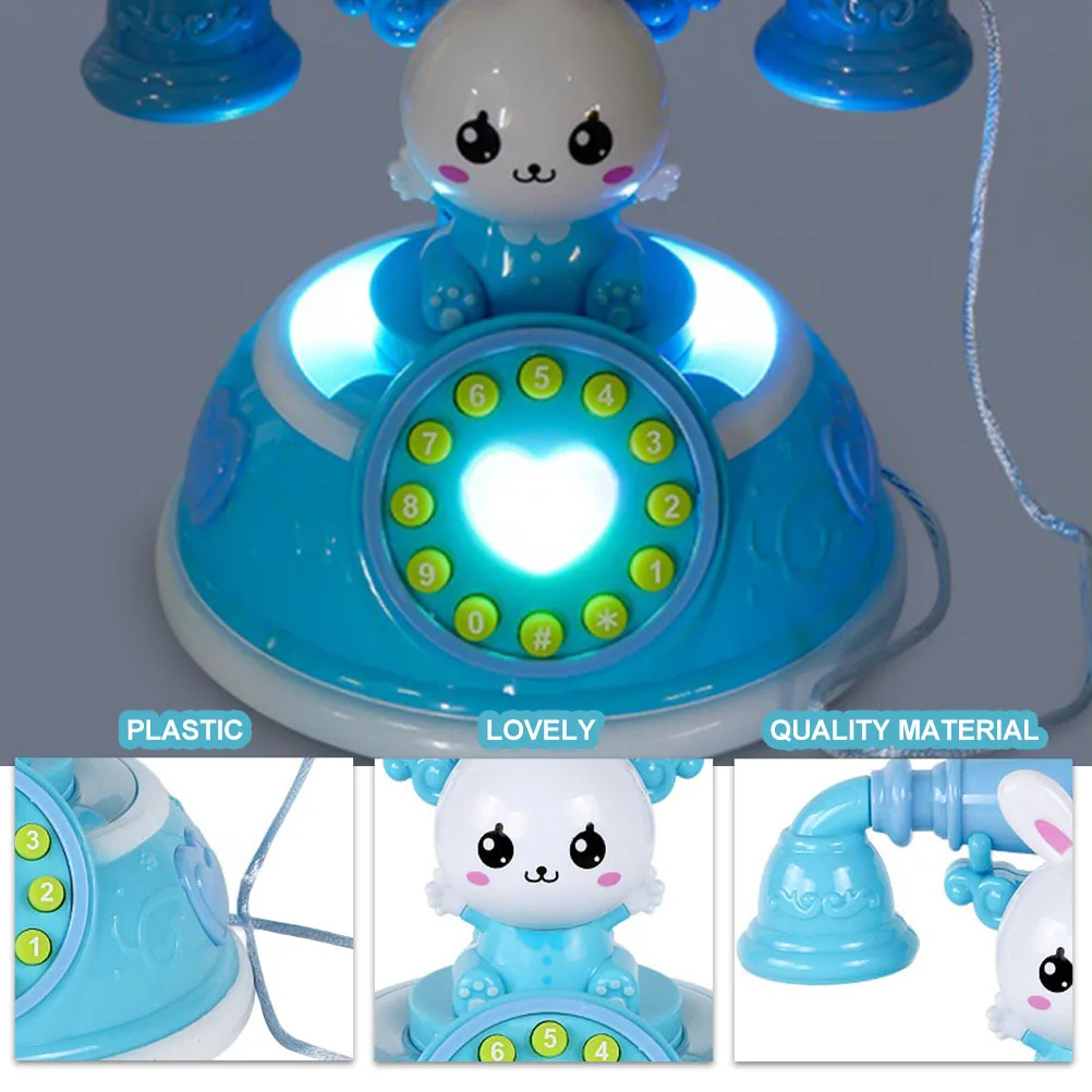 

Kids Toys Simulated Telephone Intercom Rotary Dial Blue House Phones for Child