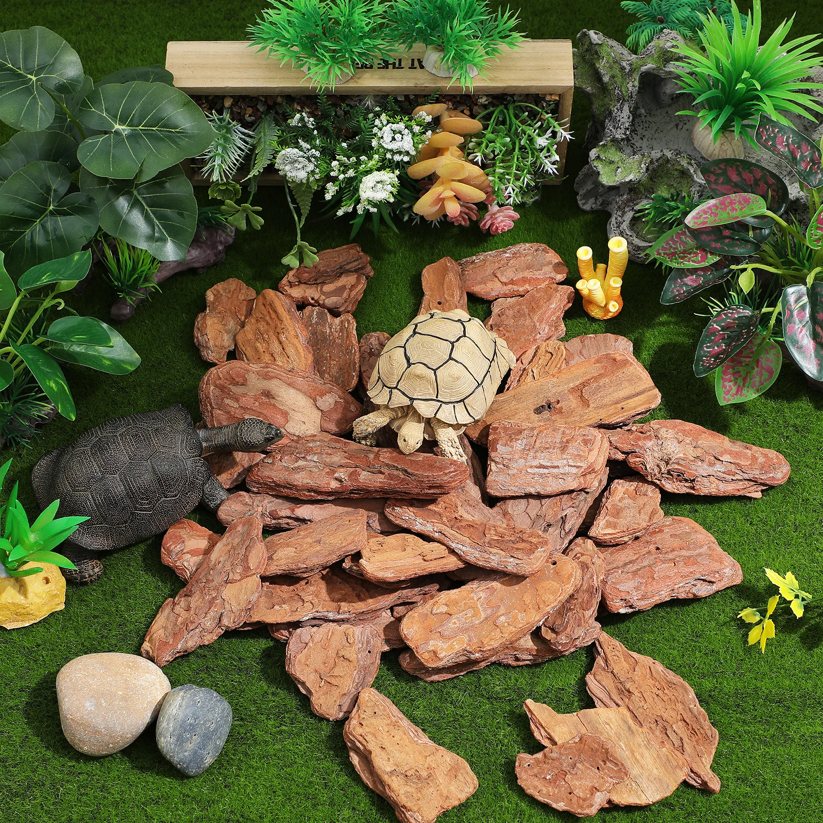 

1 Pack Reptiles Pet Box Decor 500G Pine Bark Landscaping Material For Turtle Tortoise Breeding Tank Setup Ornament